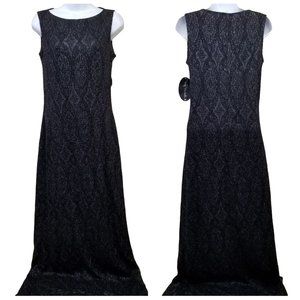 My Michelle M Black Metallic Vintage Sweater Dress Knit 90s Y2k‎ Whimsigoth
